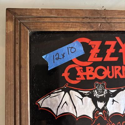 LOT 97: Vintage Black Sabbath Poster, Over-sized Edison Bulb w/Lamp and Framed Carnival Mirror
