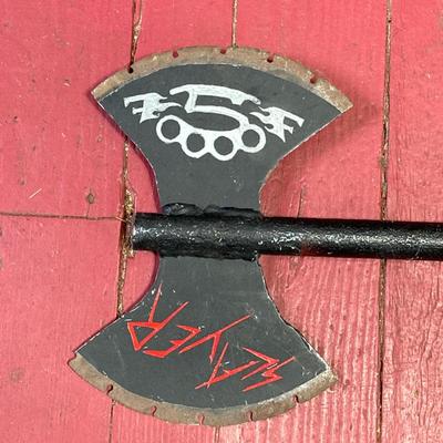 LOT 119: Rock On Collection - AC / DC & Ozzy Osbourne Memorabilia, Rock Band Metal Double Sided Axe, Austin Amplifier and More