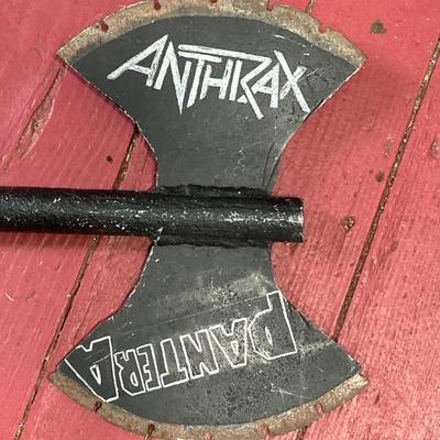 LOT 119: Rock On Collection - AC / DC & Ozzy Osbourne Memorabilia, Rock Band Metal Double Sided Axe, Austin Amplifier and More