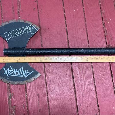 LOT 119: Rock On Collection - AC / DC & Ozzy Osbourne Memorabilia, Rock Band Metal Double Sided Axe, Austin Amplifier and More
