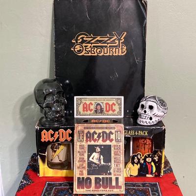LOT 119: Rock On Collection - AC / DC & Ozzy Osbourne Memorabilia, Rock Band Metal Double Sided Axe, Austin Amplifier and More