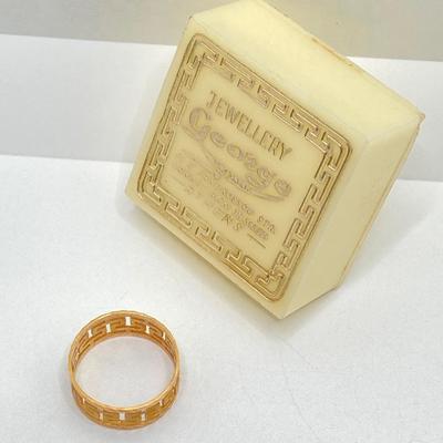 LOT 122: Gold Greek Key Ring - 14KT, TW 2.46g, Sz 8