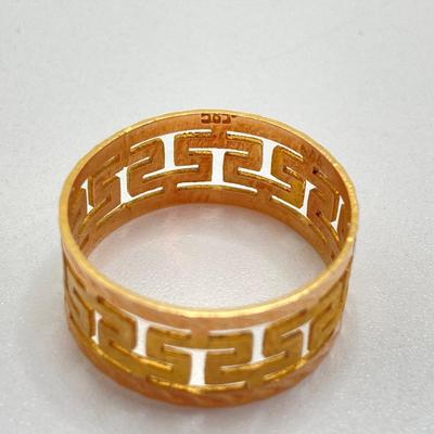 LOT 122: Gold Greek Key Ring - 14KT, TW 2.46g, Sz 8