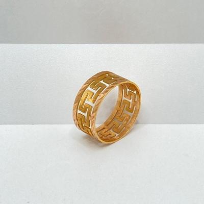 LOT 122: Gold Greek Key Ring - 14KT, TW 2.46g, Sz 8