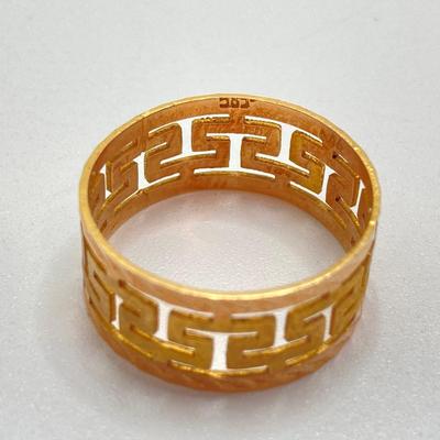 LOT 122: Gold Greek Key Ring - 14KT, TW 2.46g, Sz 8