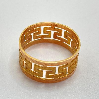 LOT 122: Gold Greek Key Ring - 14KT, TW 2.46g, Sz 8