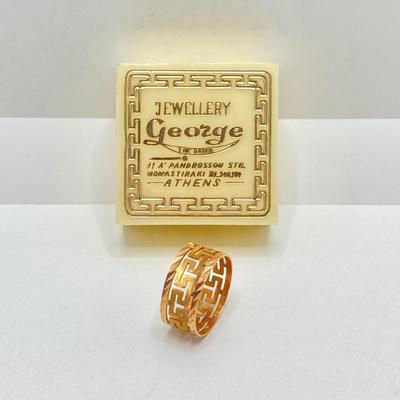 LOT 122: Gold Greek Key Ring - 14KT, TW 2.46g, Sz 8