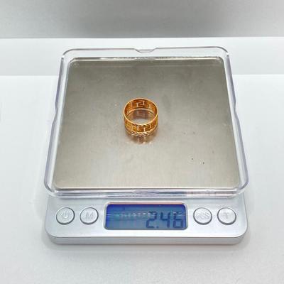 LOT 122: Gold Greek Key Ring - 14KT, TW 2.46g, Sz 8