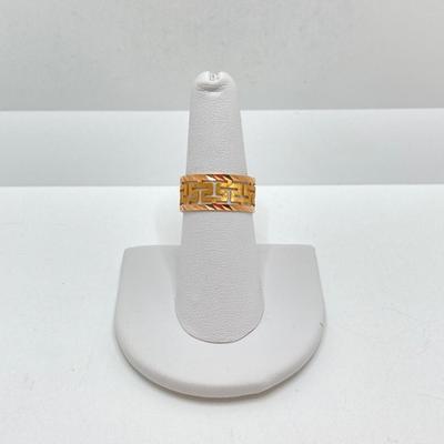LOT 122: Gold Greek Key Ring - 14KT, TW 2.46g, Sz 8
