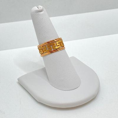 LOT 122: Gold Greek Key Ring - 14KT, TW 2.46g, Sz 8
