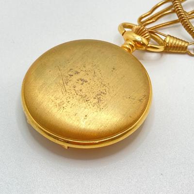 LOT 123: Pair of Gold Tone Pocket Watches with Chains (Unitron and Xanadu)