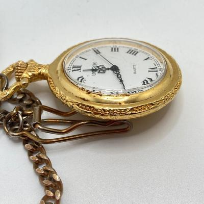 LOT 123: Pair of Gold Tone Pocket Watches with Chains (Unitron and Xanadu)