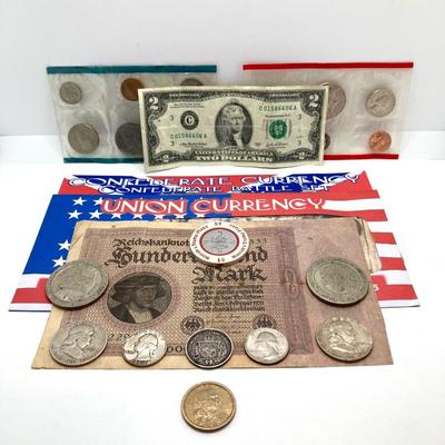 LOT 124: Collection of Coins, Paper Currency and Tokens (Silver Included)