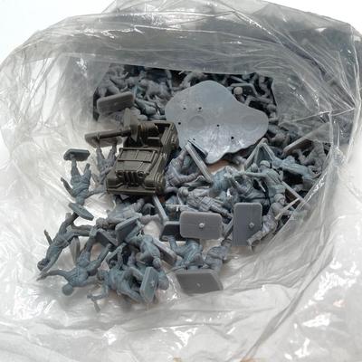 LOT 125: Vintage Toy Collection - Metal and Plastic Cars / Trucks, Miniature Military Figurines in Metal Box