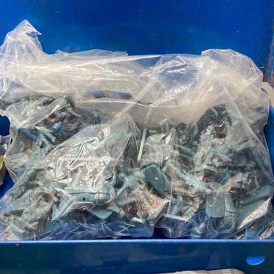 LOT 125: Vintage Toy Collection - Metal and Plastic Cars / Trucks, Miniature Military Figurines in Metal Box