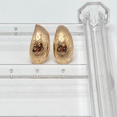 LOT 126: JJ Gold Pierced Earrings - 14KT, TW 1.77g