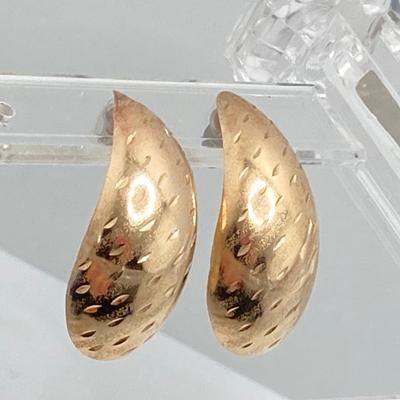 LOT 126: JJ Gold Pierced Earrings - 14KT, TW 1.77g