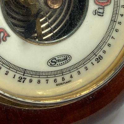 LOT 127: Vintage Stellar Germany Barometer, Pulsar Watch, Carved Wood Box, Starrett Yankee Steel Tape Measure in Box and Pair of Gemstones