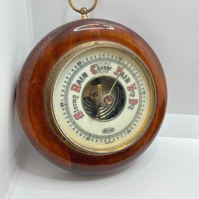 LOT 127: Vintage Stellar Germany Barometer, Pulsar Watch, Carved Wood Box, Starrett Yankee Steel Tape Measure in Box and Pair of Gemstones