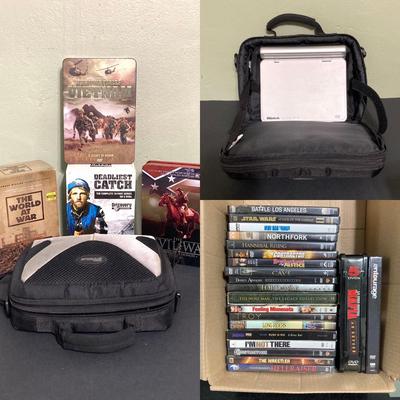 LOT 128: Mintek Portable DVD Player with Collection of DVDs