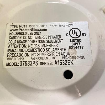 LOT 129: Bella Air Fryer, Proctor / Silex Rice Cooker and Proctor Silex Toaster