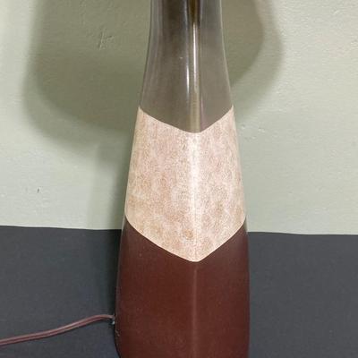 LOT 135: Wood Sewing Table, Table Lamp, Ceramic Vase and Glass Tea Light Holder