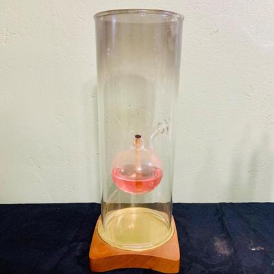 LOT 190: Wilford Blown Glass Oil Lamp and a Set of Two (2) Galileo Thermometers