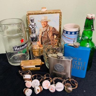 LOT 196: From the Bar - Bottles, Flasks, Mugs, Vintage Caps and More