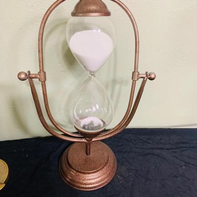 LOT 198: Collection of Brass and Metal Birds, and Hour Glass and Barometer