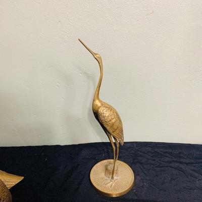 LOT 198: Collection of Brass and Metal Birds, and Hour Glass and Barometer