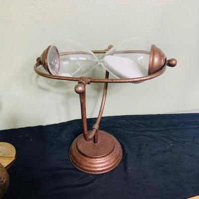 LOT 198: Collection of Brass and Metal Birds, and Hour Glass and Barometer