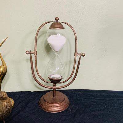 LOT 198: Collection of Brass and Metal Birds, and Hour Glass and Barometer