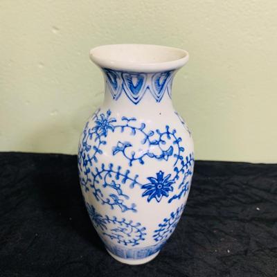 LOT 199: Asian Inspired Decor Featuring Porcelain Fan and Vases, Small Metal Pitcher and Etched Glass Dragon
