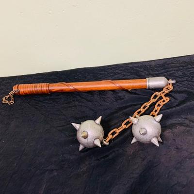 LOT 203: Set of Two(2) Replica Spiked Ball Maces One with One Ball the Other with Two