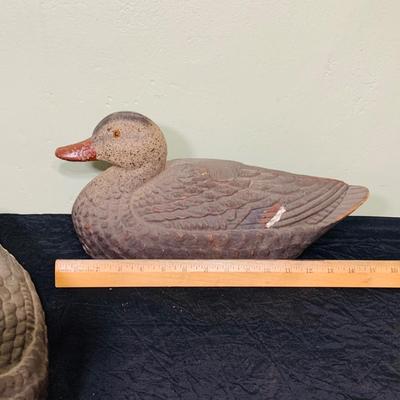 LOT 204: Set of Three (3) Vintage General Fibre Co Ariduk Duck Decoys and a Duck Mug