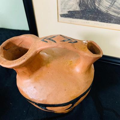 LOT 206: Market Scene- Mexico DF by Freda L Reiter Dated 1943 and South American Pottery Jug
