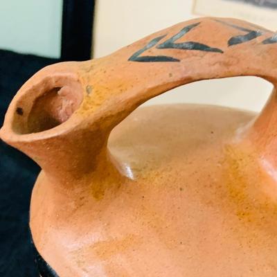 LOT 206: Market Scene- Mexico DF by Freda L Reiter Dated 1943 and South American Pottery Jug