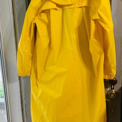 LOT 208: Carhartt Lined High Visibility Waterproof Jacket, Long Hooded Rain Coat, and Unopened 3-Piece Rainsuit
