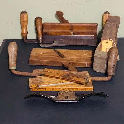 LOT 211: Collection of Vintage/Antique Tools Including Three (3) Draw Knives, Planes