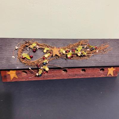 LOT 216: Primitive Inspired Collection Including Rustic Bird House, Vintage Storage Cabinet, Wall Art and More