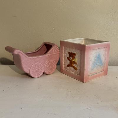 LOT 218: Hallmark Baby's Keepsake Serving Set, Vintage Books including Dr. Suess, Berstein Bears, Little Golden Books & Pink...