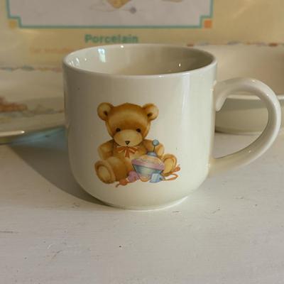 LOT 218: Hallmark Baby's Keepsake Serving Set, Vintage Books including Dr. Suess, Berstein Bears, Little Golden Books & Pink...