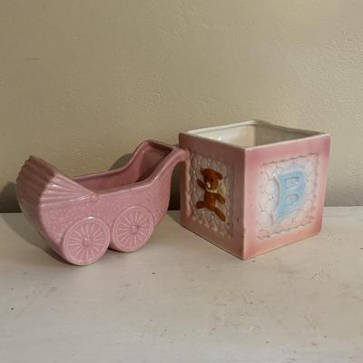 LOT 218: Hallmark Baby's Keepsake Serving Set, Vintage Books including Dr. Suess, Berstein Bears, Little Golden Books & Pink...