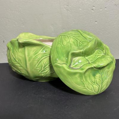 LOT 220: Fruit & Veggie Kitchen Collection: Home Interiors Vegetable Plaques, Apple Hot Plates Fruit Canisters, Holland Mold Ceramic...