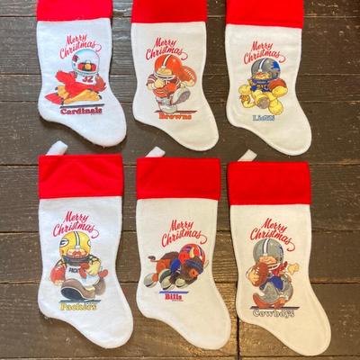 LOT 244: Large Collection of Vintage NFL Team Merry Christmas Stockings (27)