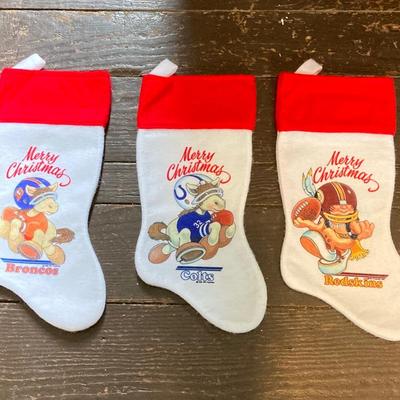 LOT 244: Large Collection of Vintage NFL Team Merry Christmas Stockings (27)