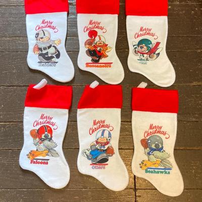 LOT 244: Large Collection of Vintage NFL Team Merry Christmas Stockings (27)