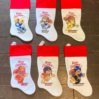 LOT 244: Large Collection of Vintage NFL Team Merry Christmas Stockings (27)