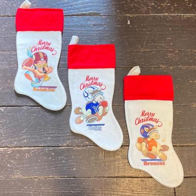 LOT 245: Vintage Merry Christmas NFL Teams Stocking Collection (21)