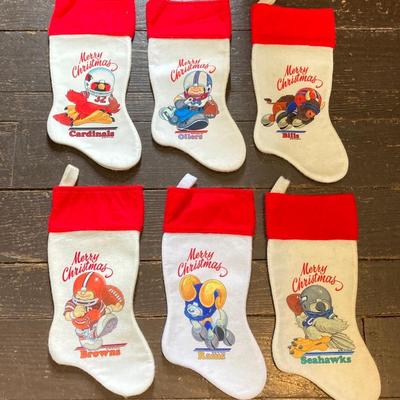 LOT 245: Vintage Merry Christmas NFL Teams Stocking Collection (21)